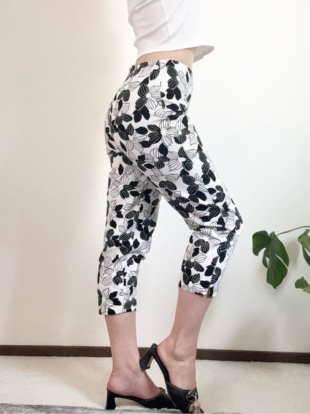 Vintage Preview International Floral Print Capris 90s Cottage Retro Scandi